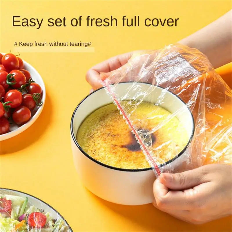 

100Pcs/Set Disposable Fresh-Keeping Refrigerator Food Anti-Odor Plastic Wrap Elastic Food Leftovers Storage Saver Bag Kitchen