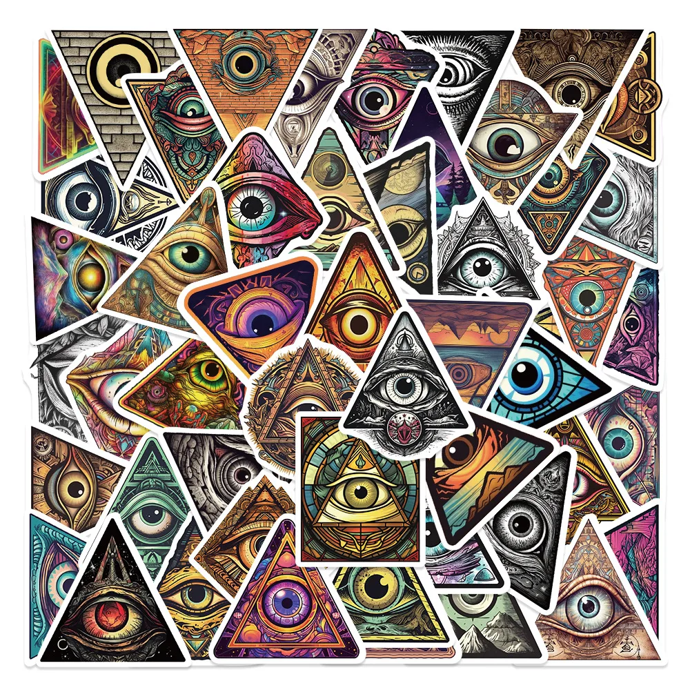 

10/30/50PCS All Seeing Eye Retro Cartoon Waterproof Stickers Aesthetic DIY Skateboard Laptop Helmet Phone Cool Decal Sticker