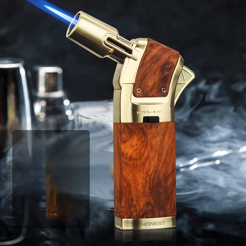 

Windproof Butane Gas Turbo Torch Direct Injection Blue Flame Metal Lighter Outdoor Barbecue Cigar Lighter High-end Men's Gifts