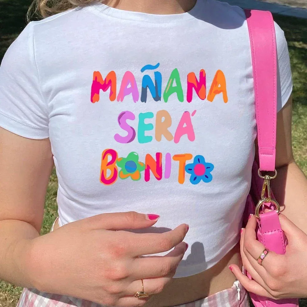 Повседневный укороченный топ Karol G из полиэстера с графическим принтом Manley Chori Bonito