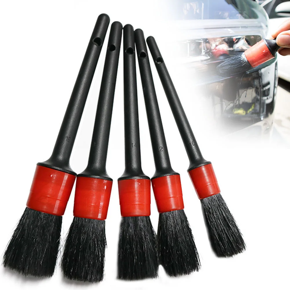 

5pcs/set Cleaning Hanging Hole Auto Accessories Car Wash Tool Multifunctional Universal Plastic Round Crevices Detail Brush