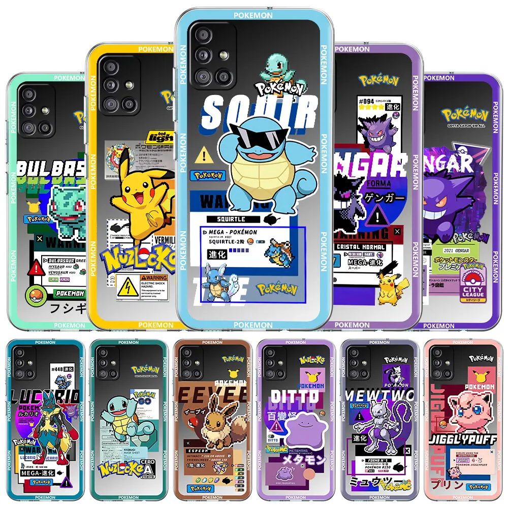 

Cellphone Case for Samsung A52 A53 A51 A50 A32 4G A12 A13 A22 A21s A71 A41 A33 A72 A73 5G A23 A20e Cover Cartoon Pokemon Pikachu