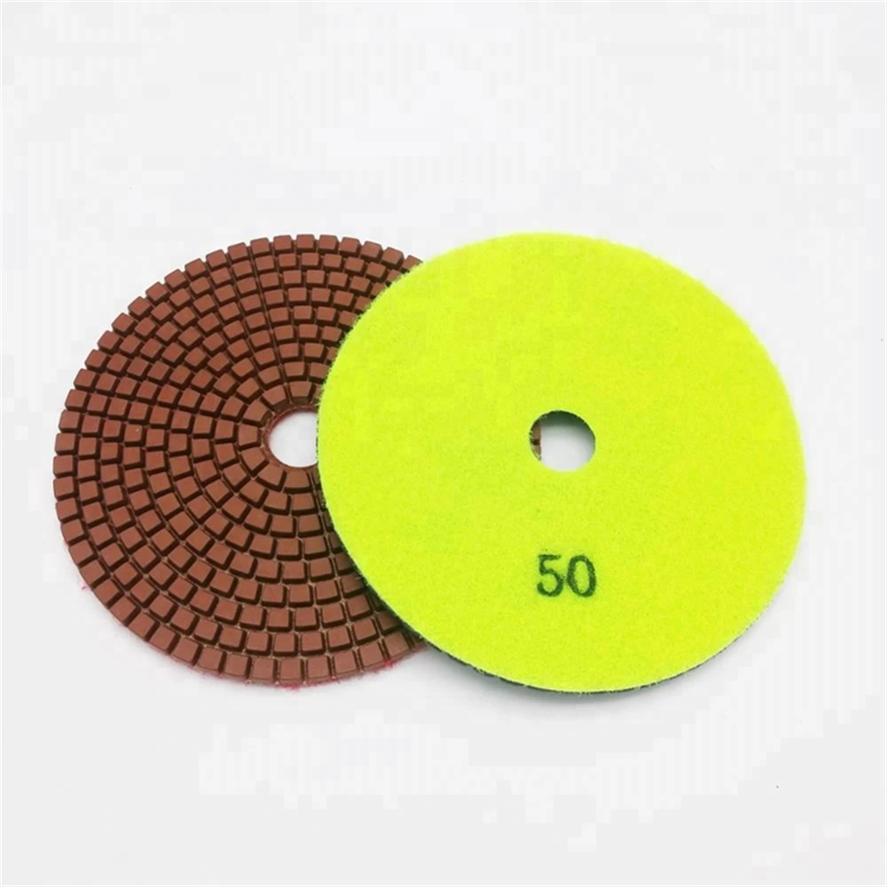 ST31 Top Quality 5 Inch Diamond Flexible Polishing Pads D125mm Seven Steps Wet Polishing Disc for Stone Surface Processing 10PCS