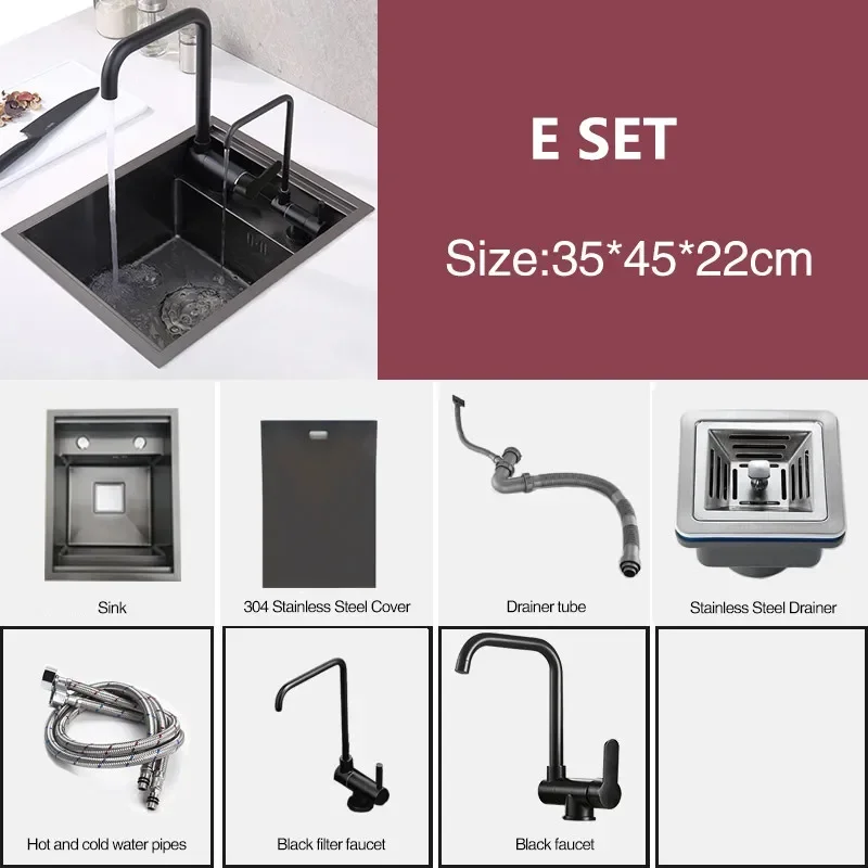 

Нанометровая раковина из нержавеющей стали 304, крышка небольшого размера, скрытая одинарная кухонная раковина