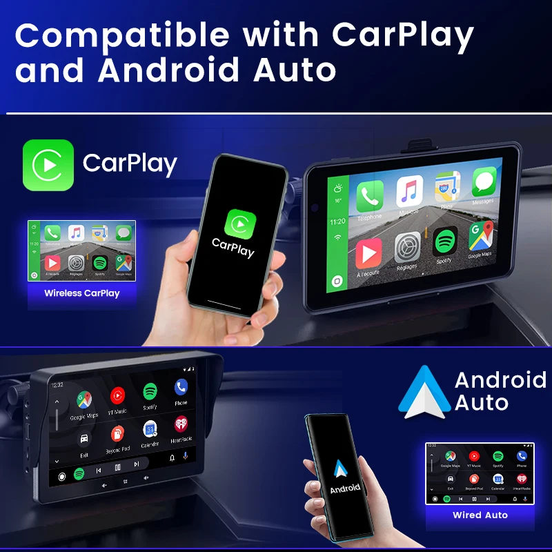 Автомобильный портативный беспроводной планшет Apple CarPlay с 7-дюймовым IPS-экраном