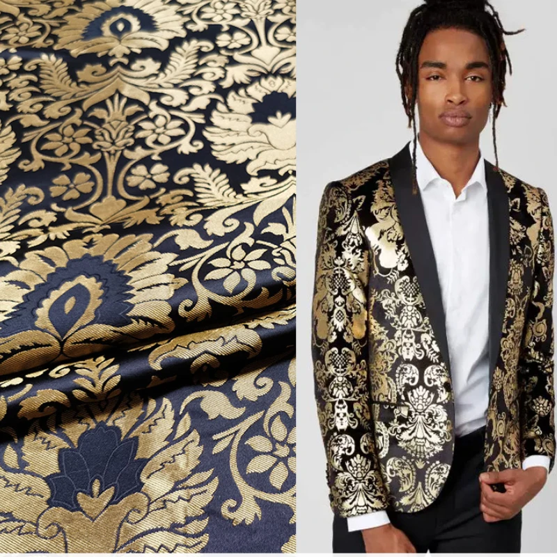 

Luxury Bronzing Brocade Jacquard Fabric for Sewing Clothes Fashion Design Suit Jacket Cushion Polyester Cloth by the Meter