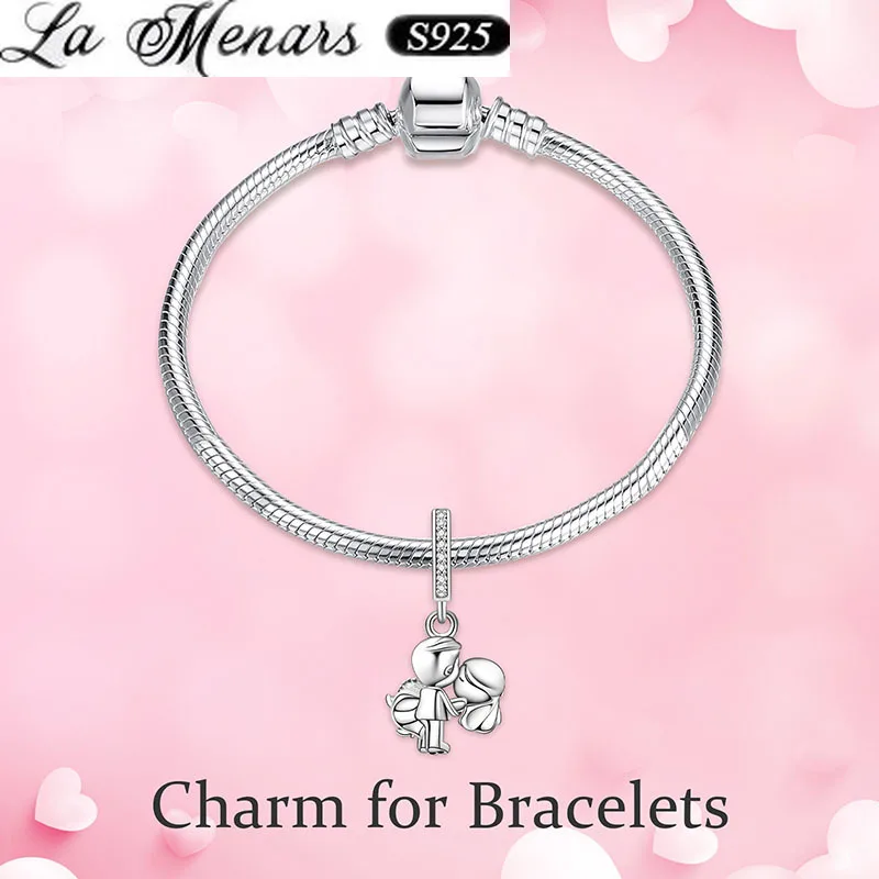 

La Menars Kiss Charms Sterling Silver 925 Bead Fit Women Bracelet Diy Making Fashion Fine Jewelry wife gift