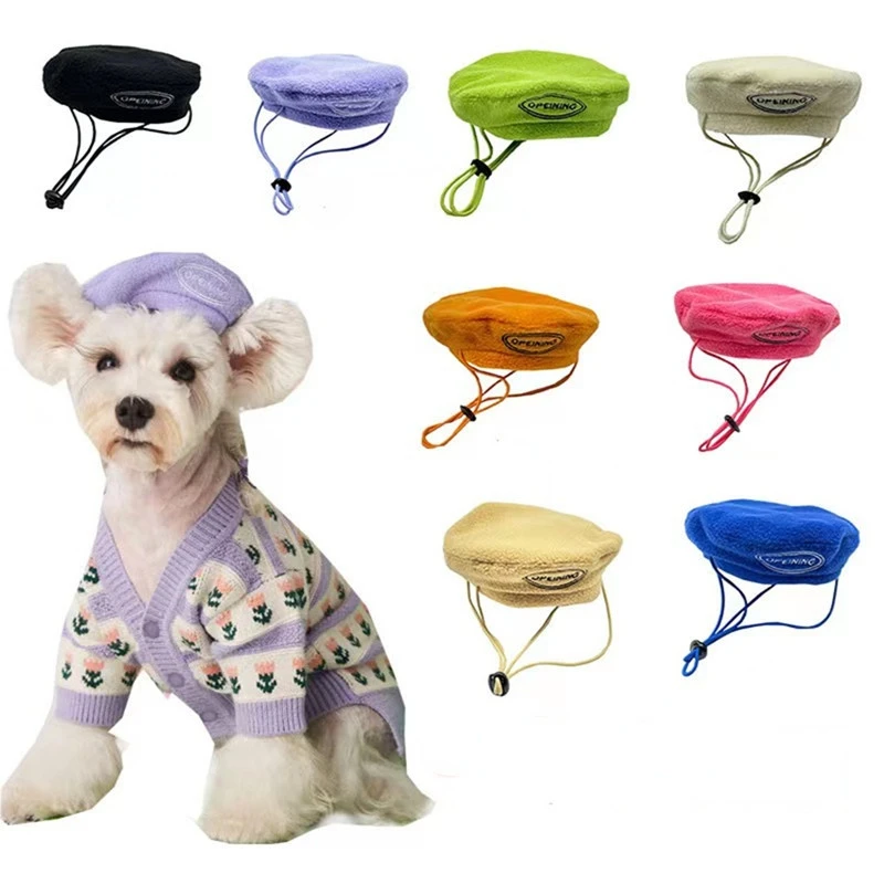 

Fashion Color From Beret Hats for Small and Medium Dogs Adjustable Dog Hats Cat Hats Dog Accessories Decorative Hats B-018