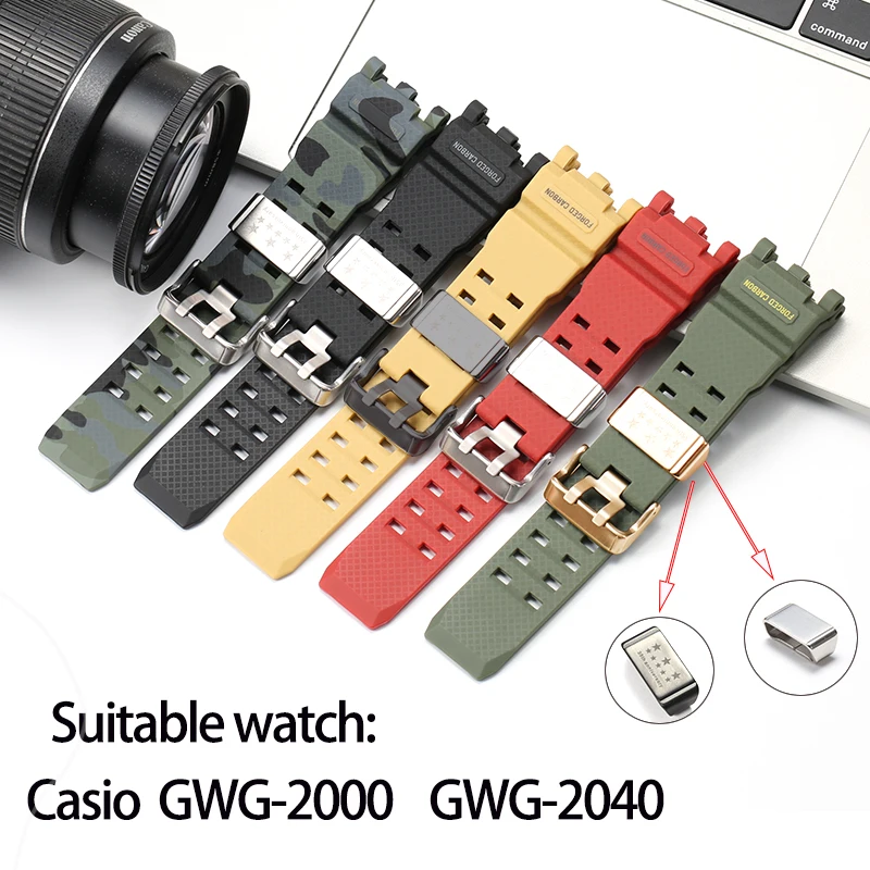 Фото Ремешок для часов из смолы для Casio GWG2000 GWG-2000 GWG-204, мужской браслет из ТПУ, спортивный водонепроницаемый аксессуар с пряжкой из нержавеющей стали №1