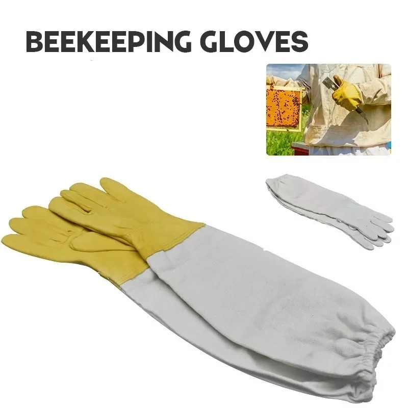 

Gloves Protective Sleeves Ventilated Sheepskin and Canvas Anti Bee for Apiculture Beekeeping Gloves Household Gloves