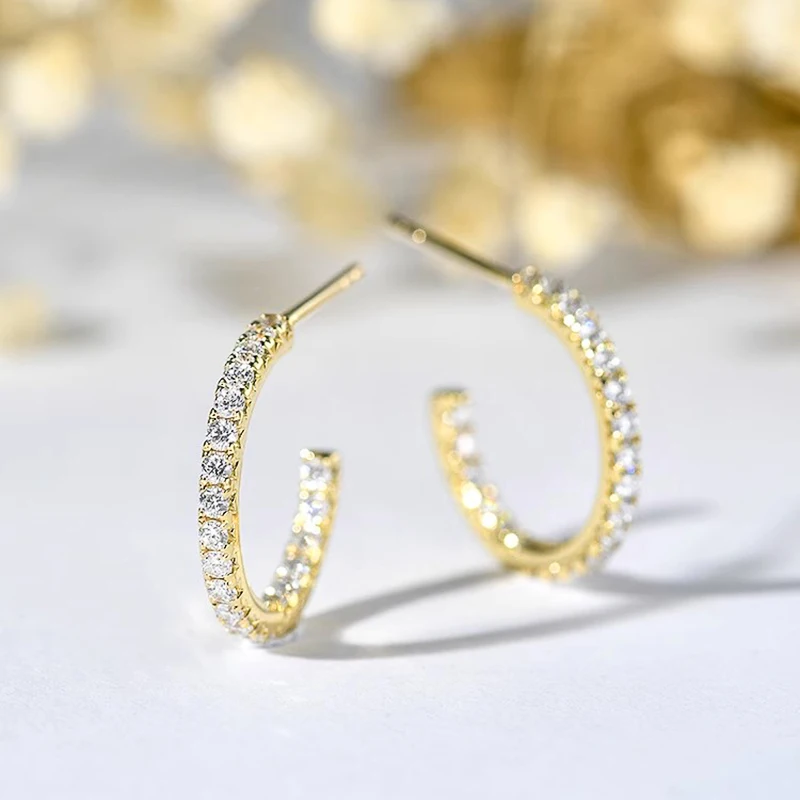Huitan простой золотистый женские серьги-петли из блестящего циркония ювелирные