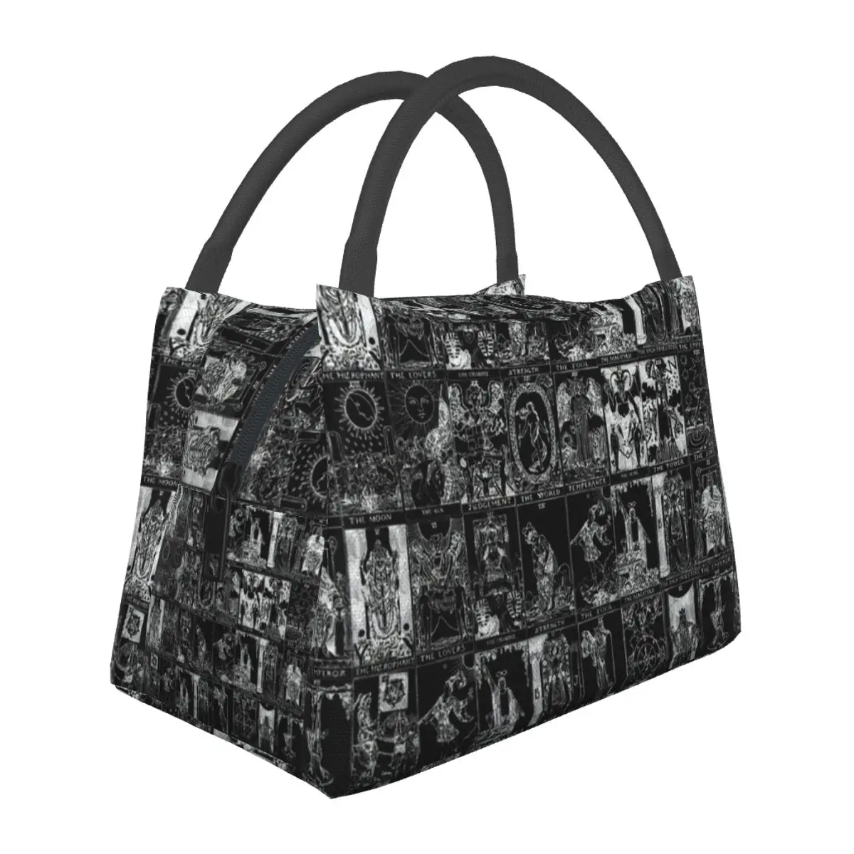 

Major Arcana Tarot Lunch Bag Men Silver and Black Graphic Lunch Box Outdoor Picnic Cooler Bag Waterproof Thermal Tote Handbags