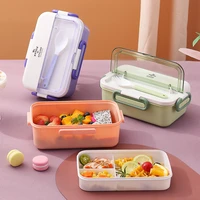portable lunch box for student office worker plastic picnic bento box microwave food box with spoon storage containers