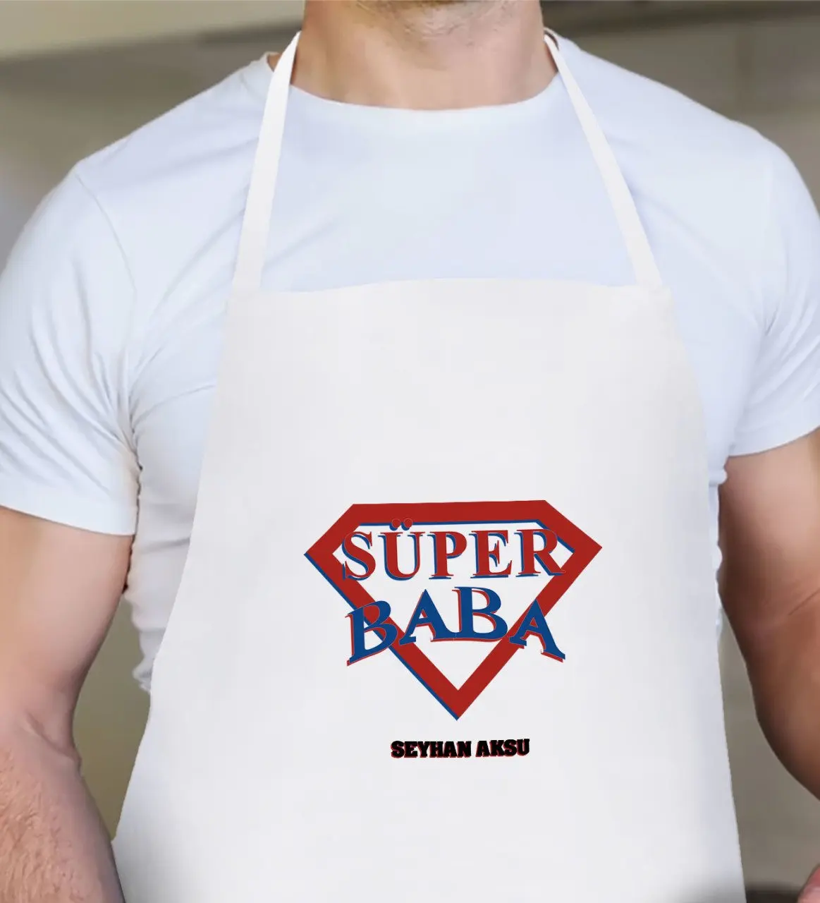 

Personalized Super Dad Design White Kitchen Önlüğü-3