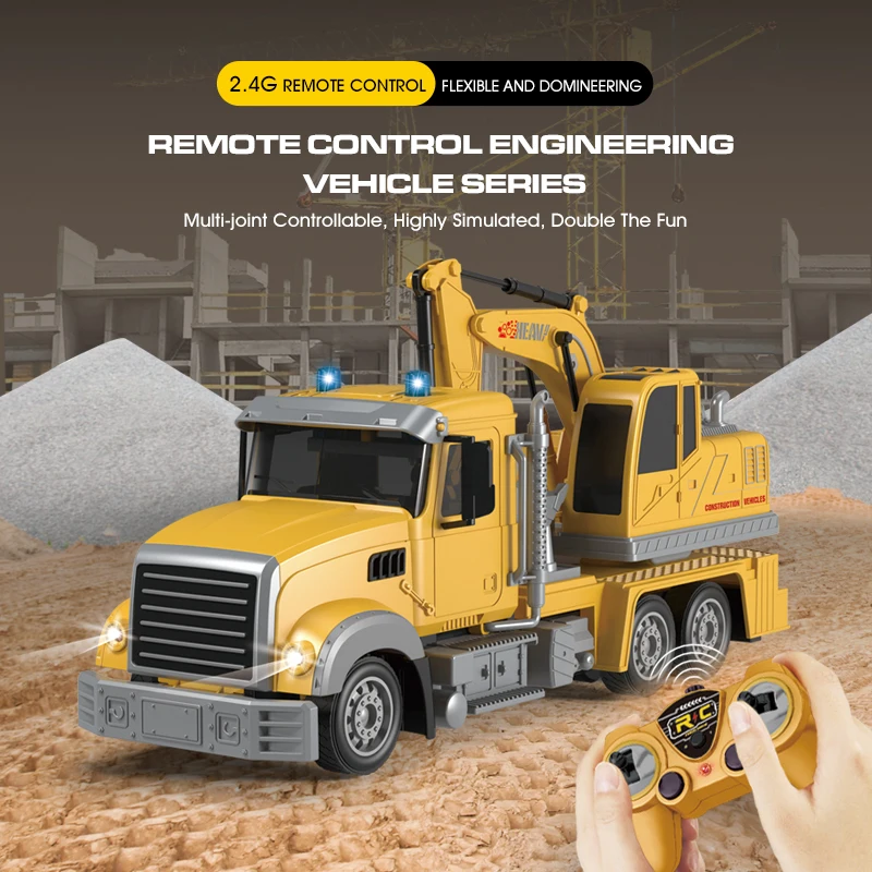 

RC Toys 1/24 2.4G 6 Channel Remote Control Concrete Mixer Excavator Dump Crane Truck Multi Function Engineering Vehicle Gifts