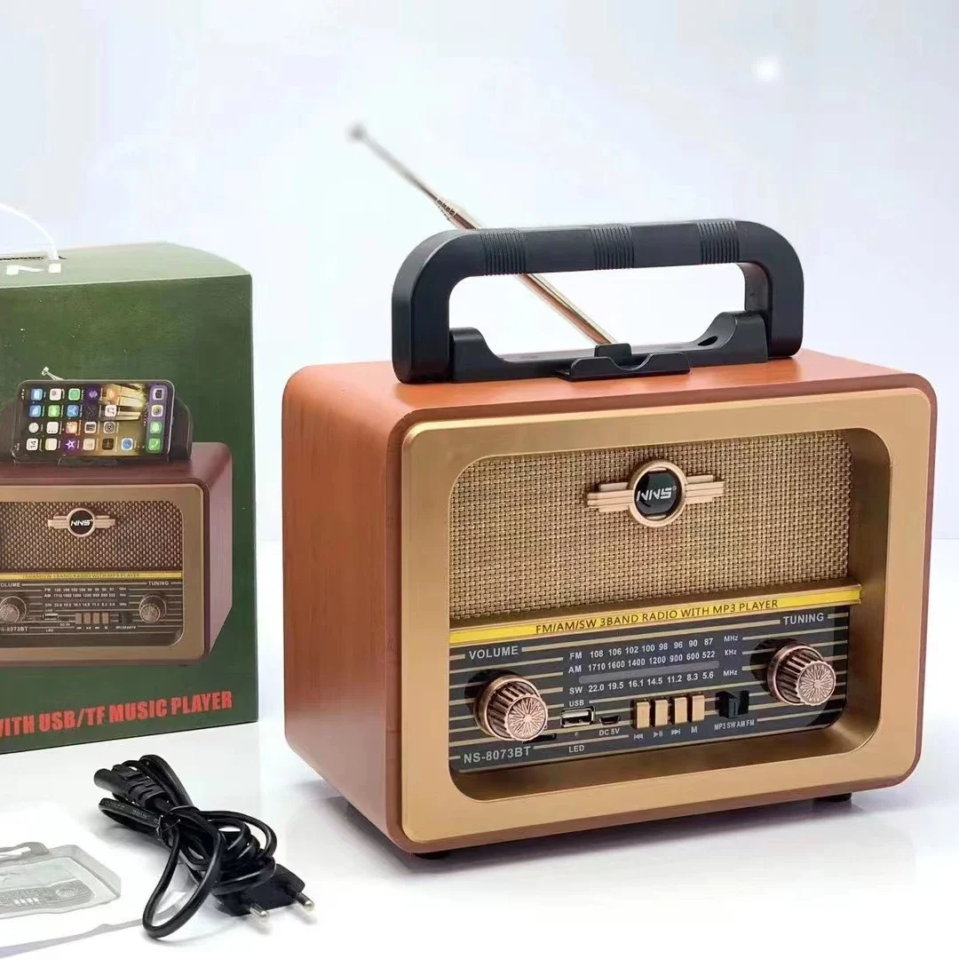 Новый дизайн винтажное портативное мини-радио NNS на солнечной батарее Fm Am с Bt Usb Tf