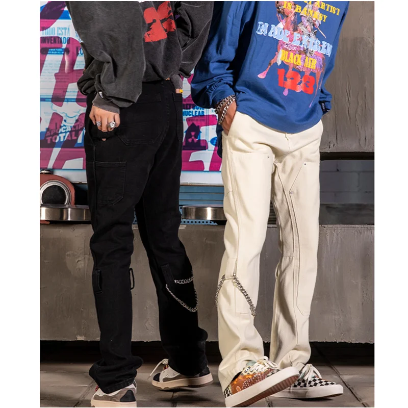 Streetwear Men 2022 New Pattern Black Pants Straight Pants Comfortable Temperament Loose Recreational Trousers Autumn Female