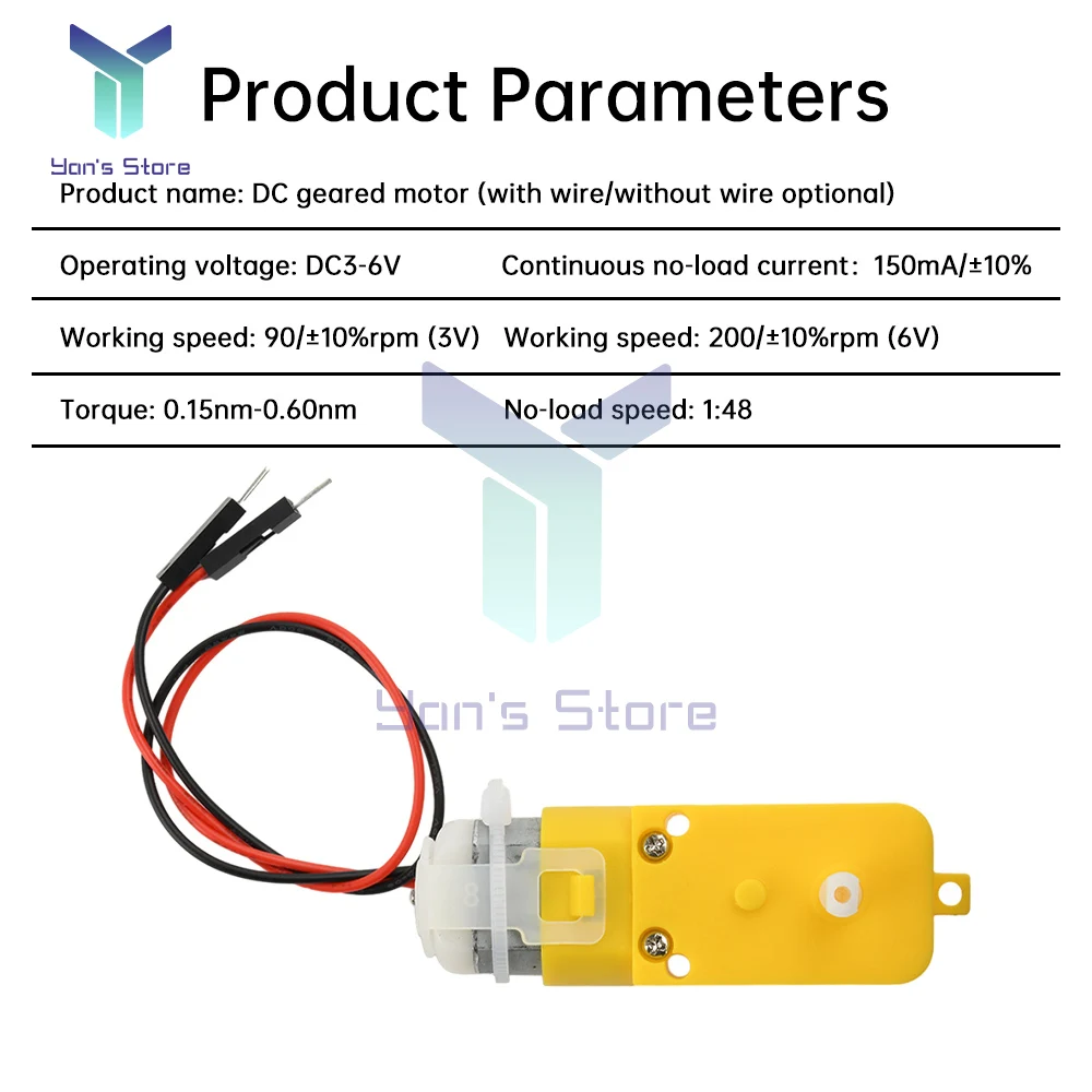 Двигатель TT двойной двигатель постоянного тока 3-6 В передаточное число 200 об/мин
