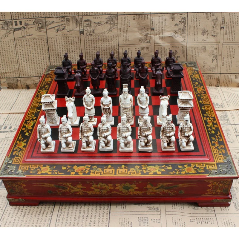 

Ретро шахматы терракотовые воины, шахматы с трехмерным персонажем, семейный Рождественский подарок
