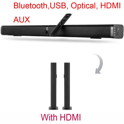 Bluetooth саундбар, совместимый с HDMI, 37 дюймов, для светодиодный ТВ, настенный домашний кинотеатр, 3D объемный звук, оптическая Съемная дуга SPDIF