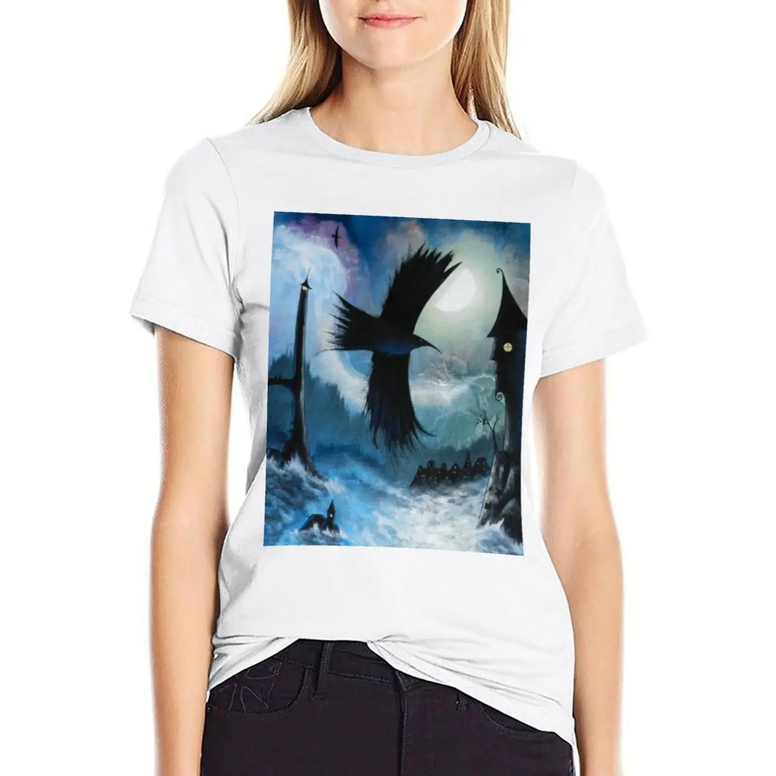 Футболка Raven by the Sea dk _ 2018feb 6a женская одежда в стиле хиппи топы футболки для женщин