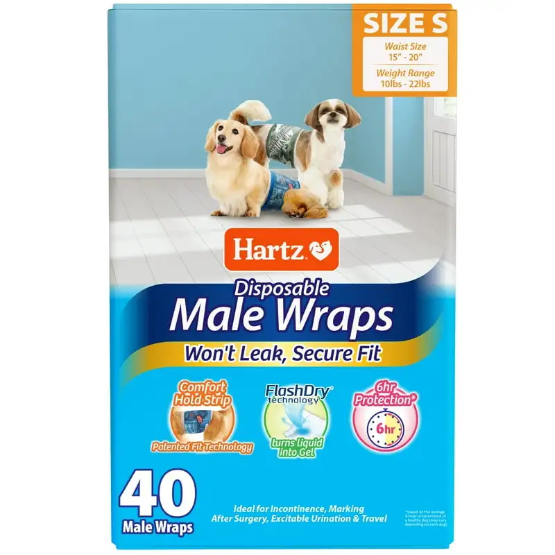 

Male Dog Diaper Wrap, Leak Proof Protection, Size S, Pack of 40 Outdoor dog pool Dog swimming pool For dog Accessoire chien Dog