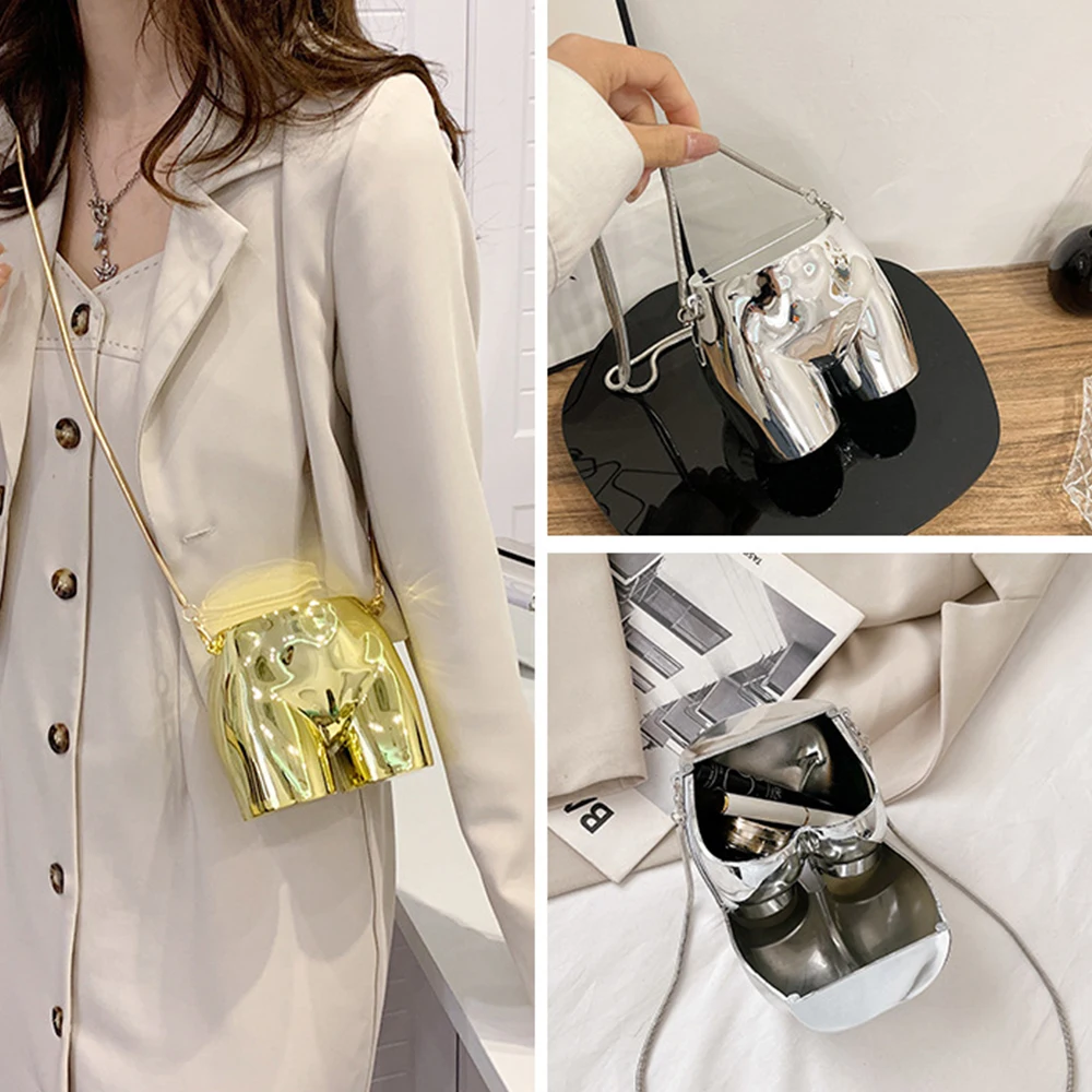 Cute Acrylic Box Bag Harajuku Purses and Handbags Metallic Chains Shoulder Crossbody Bags Coins Designer Bag Party Evening Bags