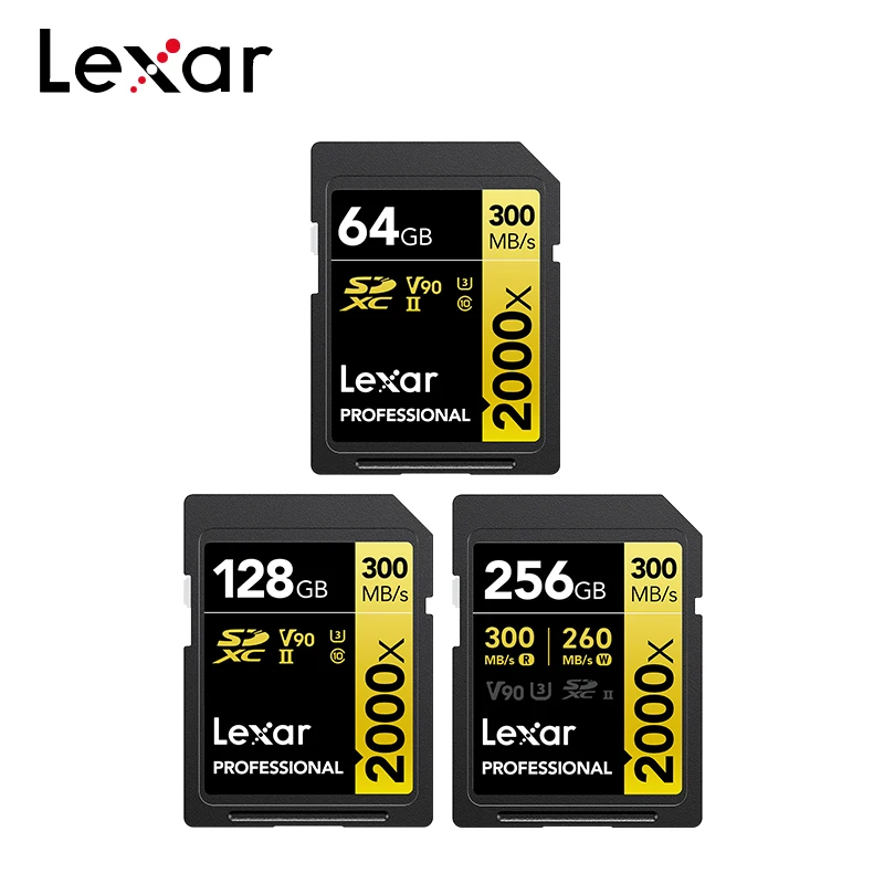 Оригинальная профессиональная SD-карта Lexar 2000x C10 UHS-II U3 V90 SDHC 32 Гб SDXC 64 128 ГБ 256 карта