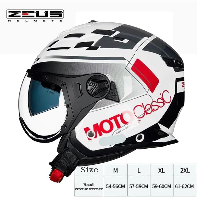 Мотоциклетный шлем защитный с двойными линзами открытым лицом 3/4 градусов защита