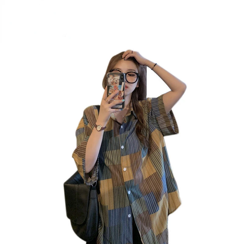 

Женская винтажная рубашка на пуговицах, летняя пляжная Гавайская блузка на пуговицах, кардиган в Корейском стиле, 2022