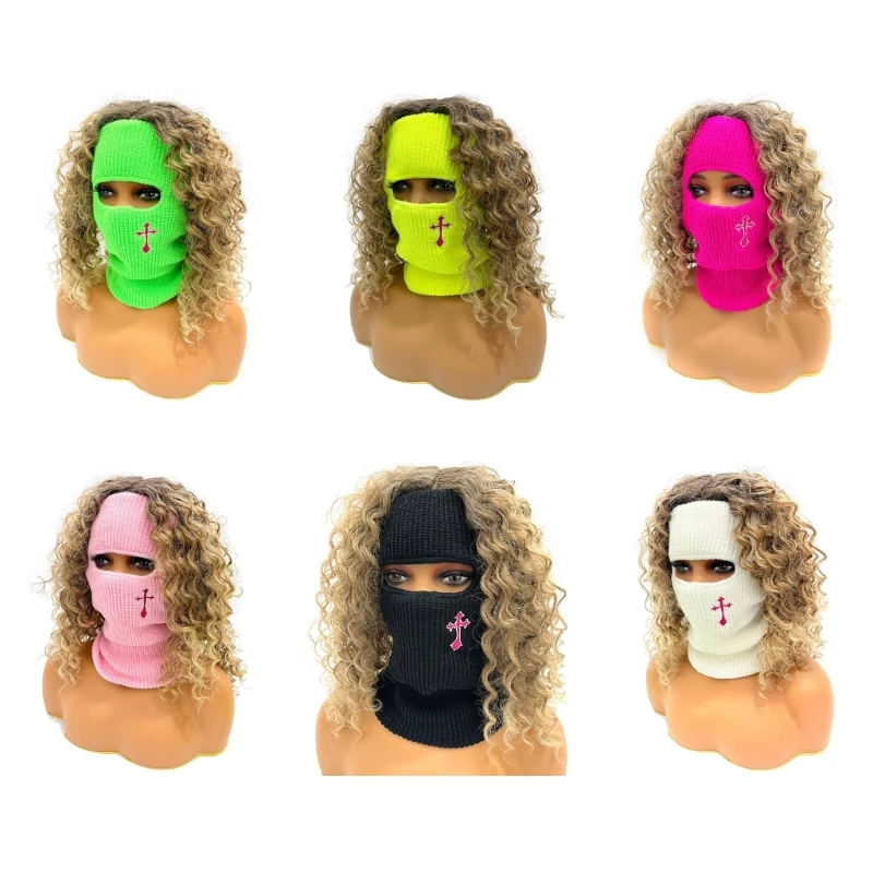 

MXMB Adult Winter Hat Knit Balaclava Handmade Neck Protect Hat Casual Wear