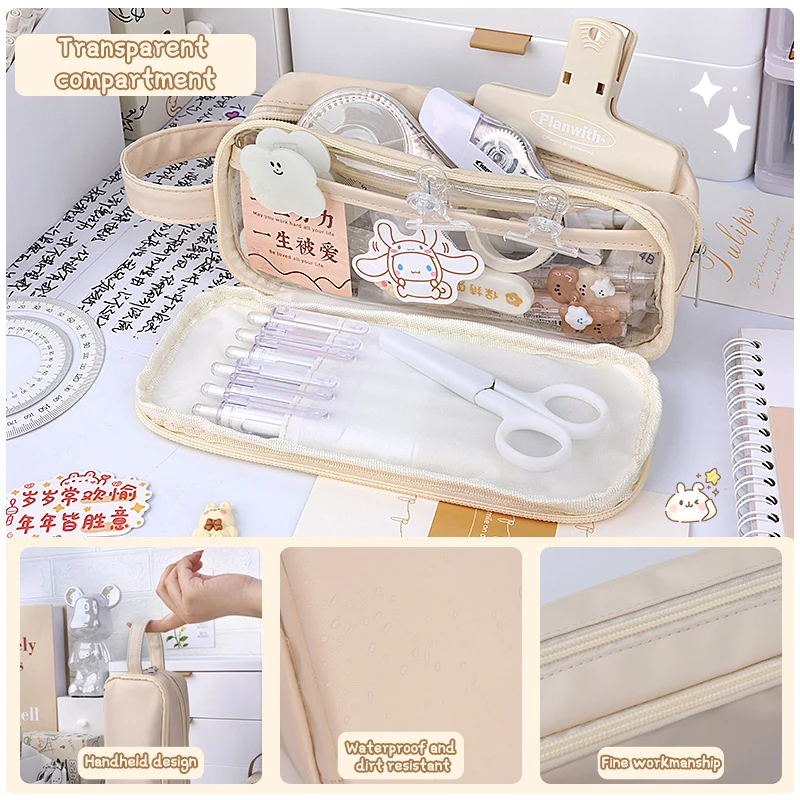 Creative Double Face Pencil Bag Pen Case Special Macaron Color Dual Side Canvas Storage Pouch Stationery School Travel Gift