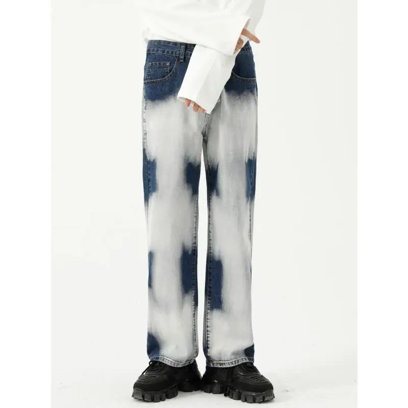 Poetry | Four Seasons New Products Tie-dye Splashed Ink Jeans Male Ins Trend Loose Street Pants Classic Pants