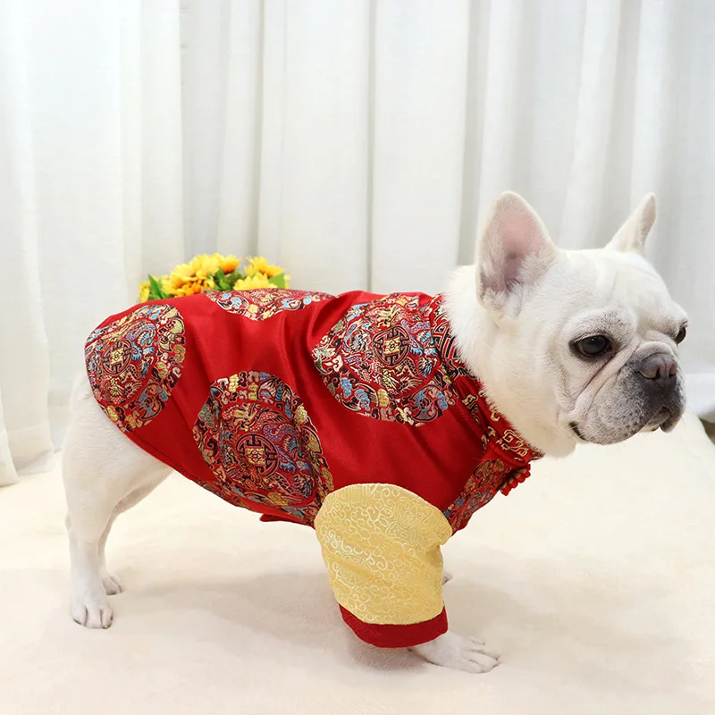 

2022 Chinese New Year Dog Clothes Winter French Bulldog Clothing Schnauzer Pug Dog Coat Tang Suit Jacket Corgi Shiba Inu Costume