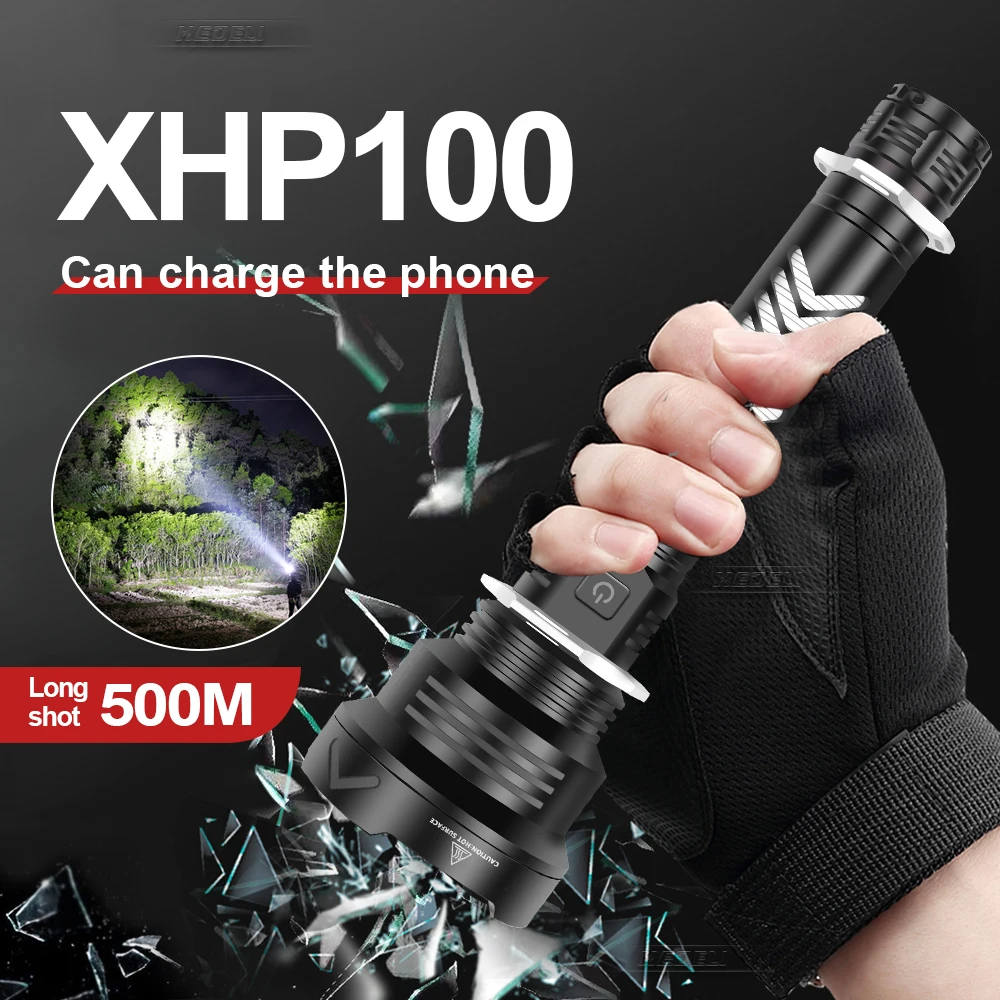 

Новый перезаряжаемый светодиодный фонарик с ламповыми бусинами XHP90 500 метров дальности освещения Мощный фонарь, используемый для приключен...