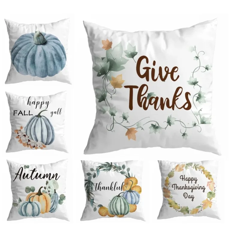 

Thanksgiving Pumpkin Pillow Case 45x45 Art Letter Printing Harvest Cushion Cover Bedroom Living Room Decoration F2011