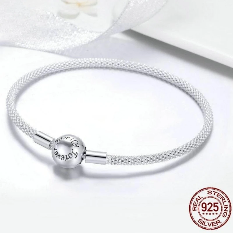 

Authentic S925 Sterling Silver Personalized Fashion Women's Bracelet Eternal Love Simple Trend Original Jewelry Free Shipping