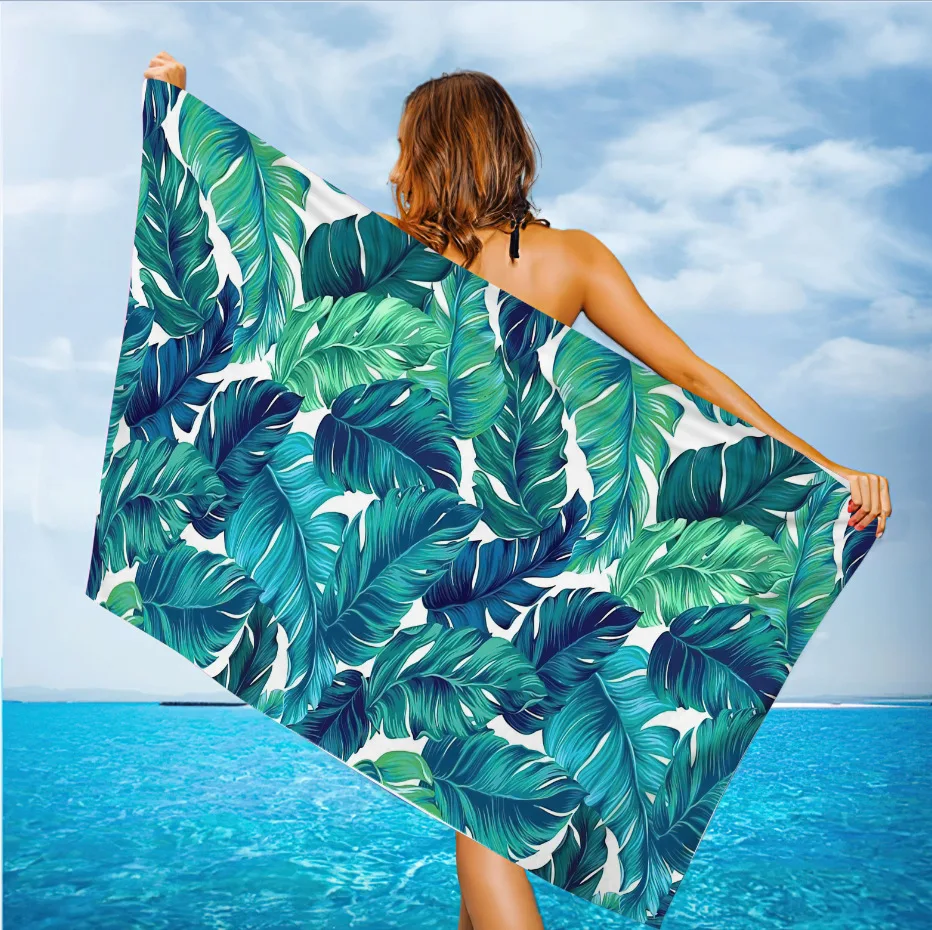 

Tropical Plants Microfiber Pool Beach Towel Sand Free Quick Dry Large Beach Towels Swimming Fitness Yoga Bath Towels for Woman