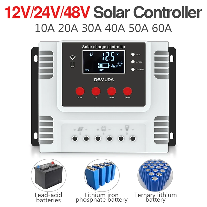 

Контроллер заряда солнечной батареи 10A/20A/30A/40A/50A App, контроль данных в режиме реального времени, светодиодный дисплей, Интеллектуальный 12В/24В...