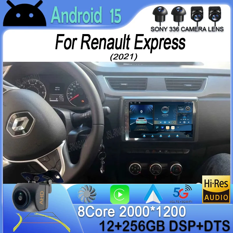 Фото Для Renault Express 2021, автомобильное радио, видео, Android 15, мультимедийный плеер, авто GPS-навигация, аудио, авторадио, Carplay 360, камера RDS №1