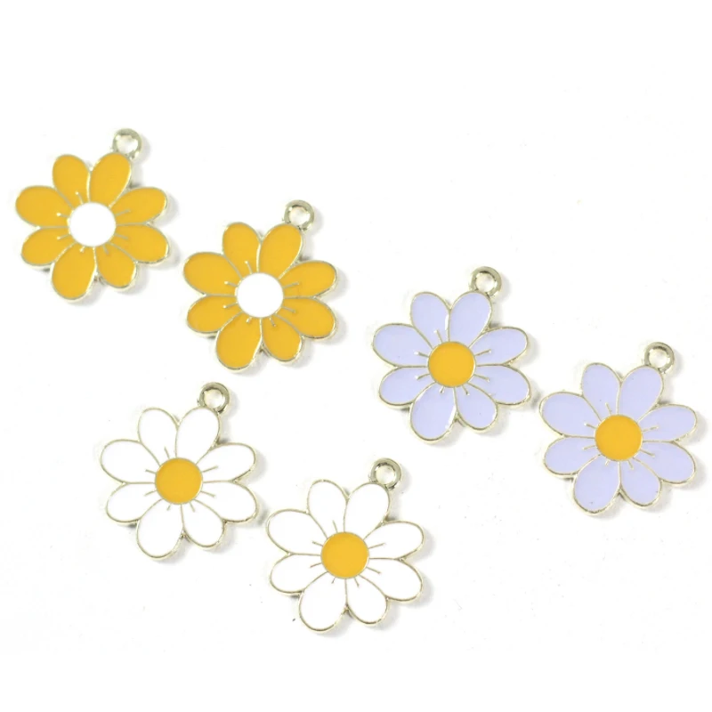 

10/20pcs 20*23mm Enamel Daisy Flower Charms Necklaces Pendants Earrings DIY Colorful Charms Handmade Jewelry Finding Making
