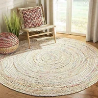 rug cotton handmade braided style round rug reversible braided modern floor mat rugs for bedroom