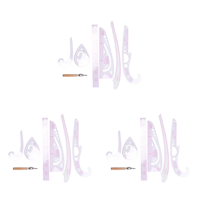 

21Pcs/Set Ruler Tailor Measuring Kit Clear Sewing Drawing Ruler Yardstick Sleeve Arm French Curve Set Cutting Ruler