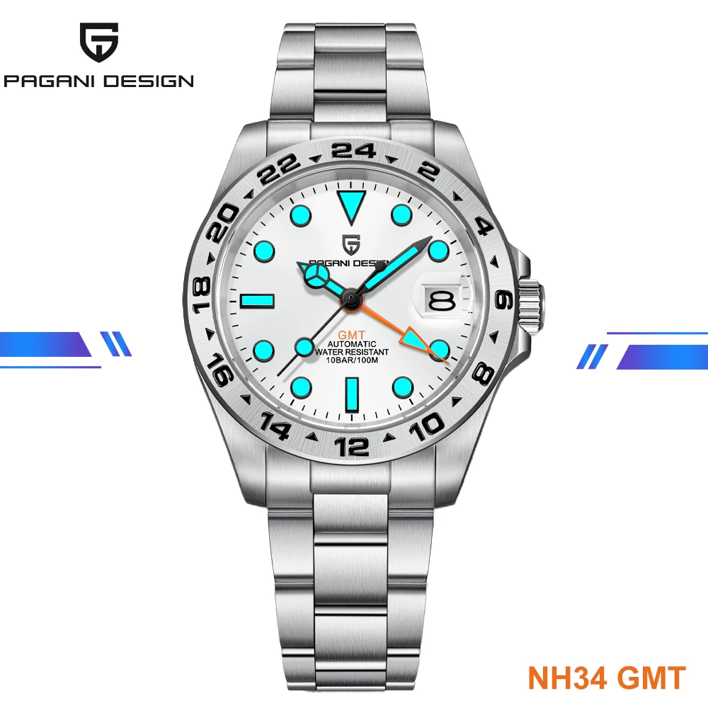 

2023 New 40MM PAGANI DESIGN GMT Men Automatic Mechanical Watches NH34 Sapphire Stainless Steel Waterproof Clock Reloj Hombre