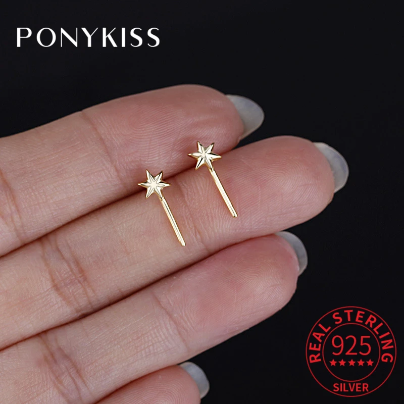 

Серьги-гвоздики PONYKISS женские из серебра 925 пробы с фианитами и маленькой звездой