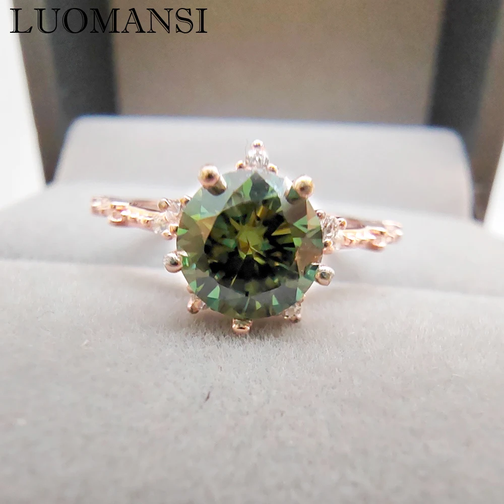 

Luomansi 1 Carat Green Blue Yellow Pink Moissanite Ring with Certificate 100%-S925 Women Jewelry Wedding Anniversary Party Gift