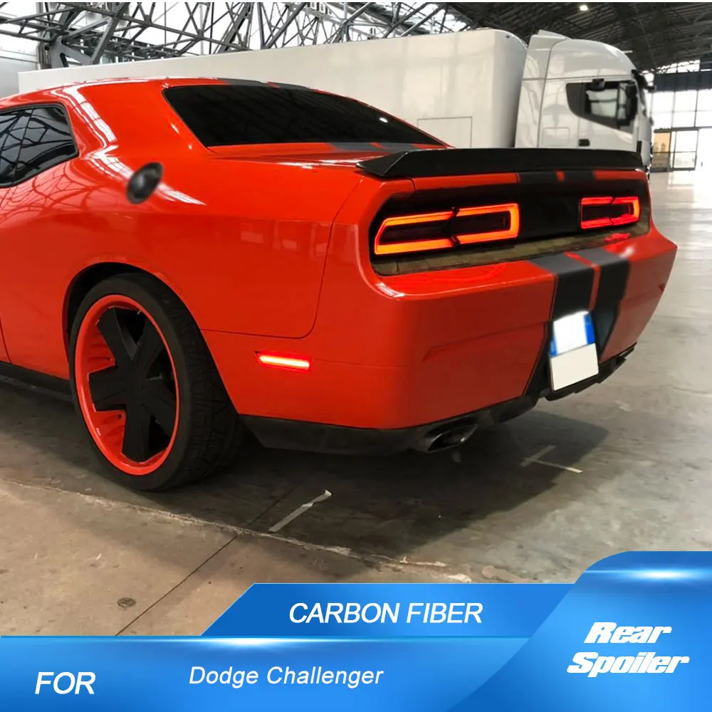 Фото Задний спойлер для Dodge Challenger 2008-2014, спойлер на крышку багажника, крыло-спойлер из ABS-пластика, окрашенный в черно-белый цвет/под карбон. №1