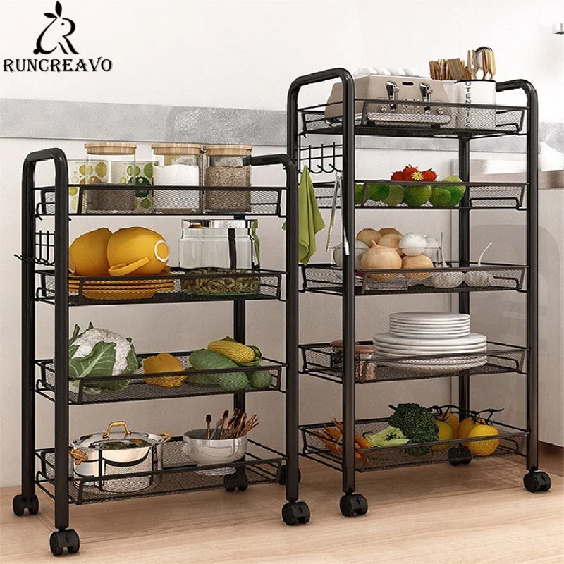 

Metal Kitchen Rack Storage Vegetable Basket Mobile Trolley Storage Rack Kitchen Organizer Fruit Basket Shelf Kitchen Shelves