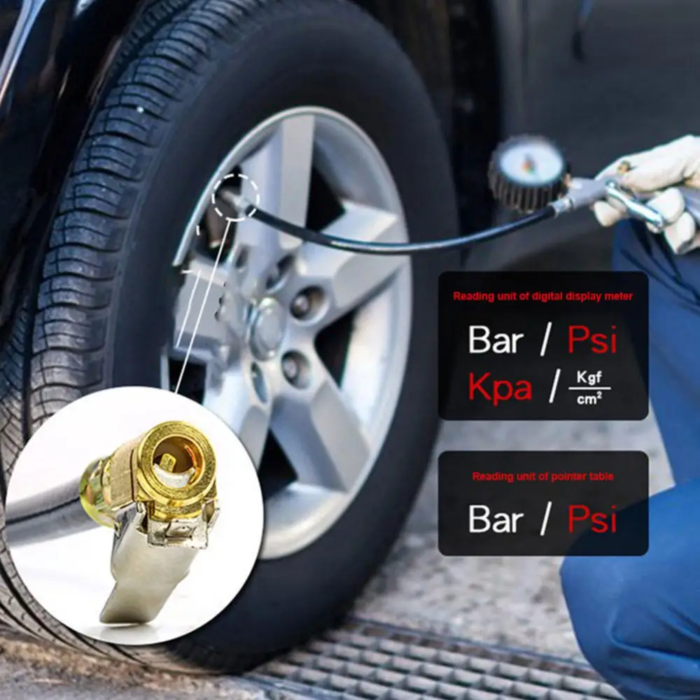 

Universal Mechanical Pointer Type Tire Pressure Gun Durable Portable Tire Pressure Gauge Can Deflate Car Tires Air Gun Barometer