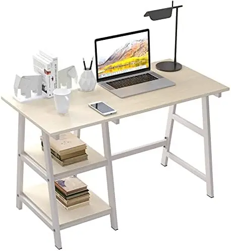 

Desk with Shelf Office Desk Computer Workstation Trestle Desk PC Desk (Oak, 47 inches) Comoda con cajones Mini bedside table Bla